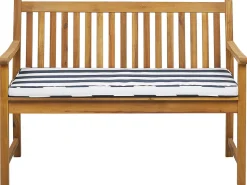 Gartenbank Zertifiziertes Holz Hellbraun 120 Cm Auflage Blau Gestreift Vivara