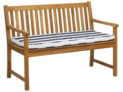 Gartenbank Zertifiziertes Holz Hellbraun 120 Cm Auflage Blau Gestreift Vivara