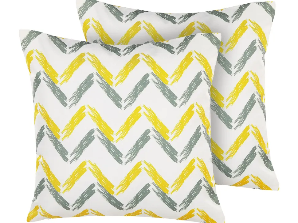 Gartenkissen Bunt 45 X 45 Cm Mit Zick Zack Muster 2Er Set Affile