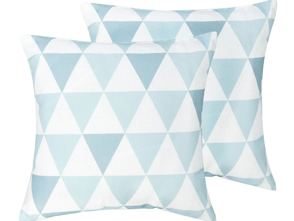 Gartenkissen Dreiecke Blau-Weis 40 X 40 Cm 2Er Set Trifos