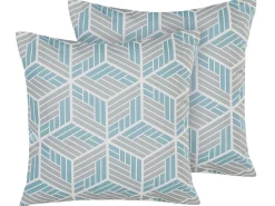 Gartenkissen Rautenmuster Grau-Blau 45 X 45 Cm 2Er Set Veggio