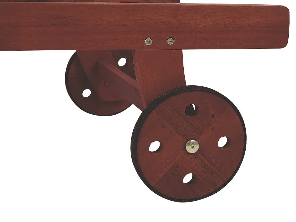 Gartenliege Akazienholz Dunkelbraun Auflage Grau-Beige Rollbar Toscana