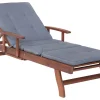 Gartenliege Akazienholz Dunkelbraun Auflage Blau Rollbar Toscana