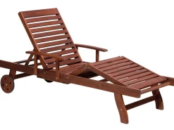 Gartenliege Akazienholz Dunkelbraun Auflage Blau Rollbar Toscana