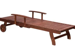 Gartenliege Akazienholz Dunkelbraun Auflage Blau Rollbar Toscana