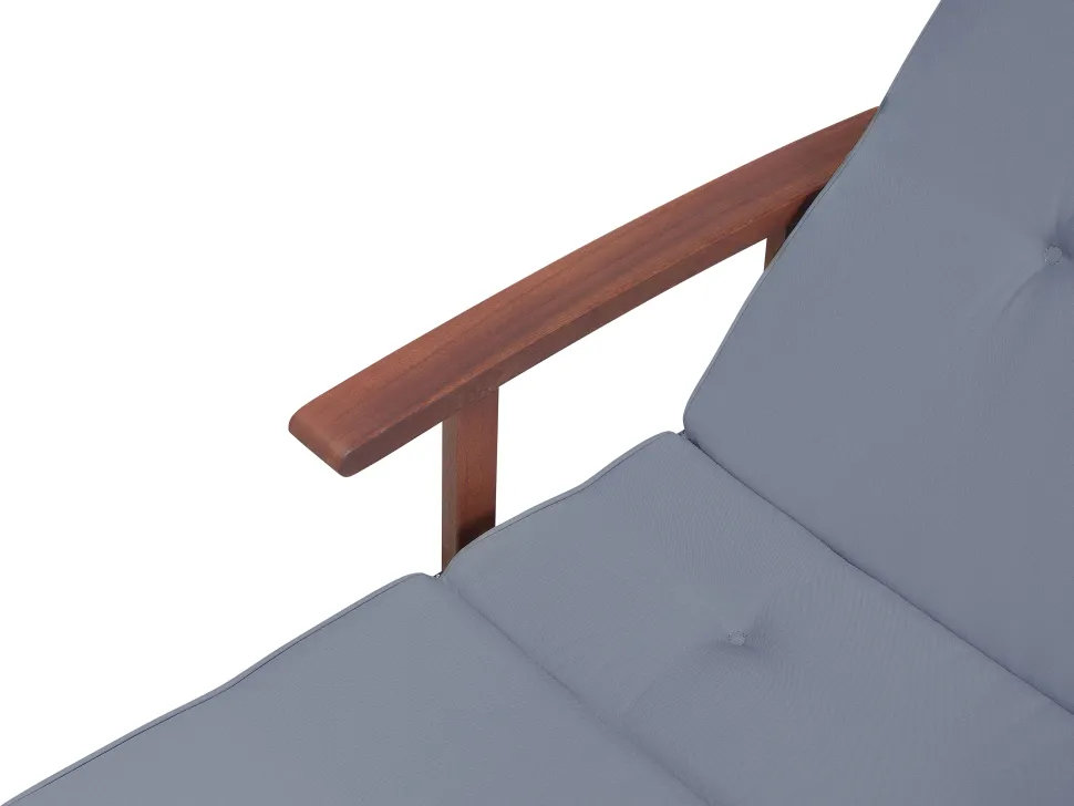 Gartenliege Akazienholz Dunkelbraun Auflage Blau Rollbar Toscana