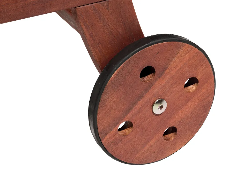Gartenliege Akazienholz Dunkelbraun Auflage Blau Rollbar Toscana