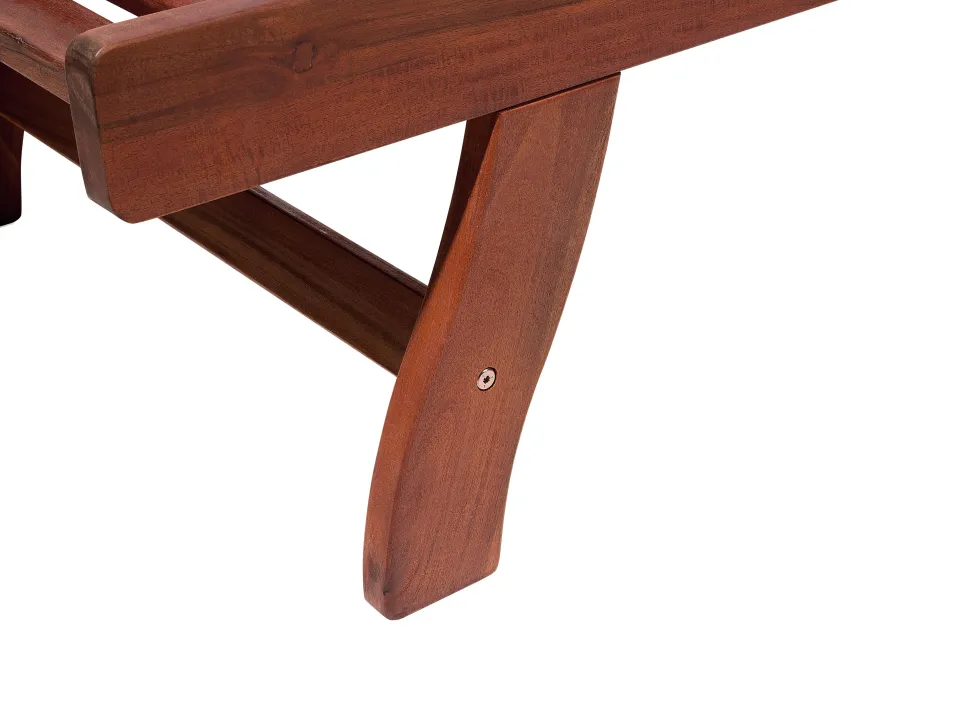Gartenliege Akazienholz Dunkelbraun Auflage Blau Rollbar Toscana