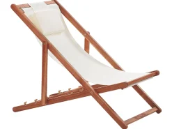 Gartenliege Akazienholz Dunkelbraun Textil Beige Avellino