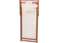 Gartenliege Akazienholz Dunkelbraun Textil Beige Avellino