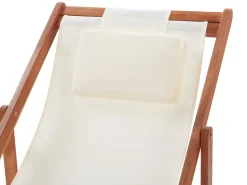 Gartenliege Akazienholz Dunkelbraun Textil Beige Avellino