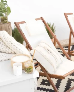 Gartenliege Akazienholz Dunkelbraun Textil Beige Avellino