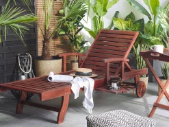 Gartenliege Akazienholz Dunkelbraun Rollbar Toscana