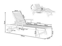 Gartenliege Akazienholz Dunkelbraun Rollbar Toscana