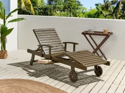 Gartenliege Akazienholz Dunkelbraun Rollbar Amantea