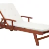 Gartenliege Akazienholz Dunkelbraun Auflage Cremeweis Rollbar Toscana