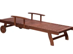 Gartenliege Akazienholz Dunkelbraun Auflage Cremeweis Rollbar Toscana