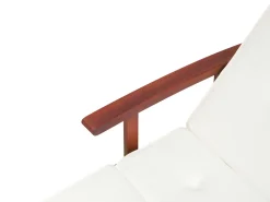 Gartenliege Akazienholz Dunkelbraun Auflage Cremeweis Rollbar Toscana