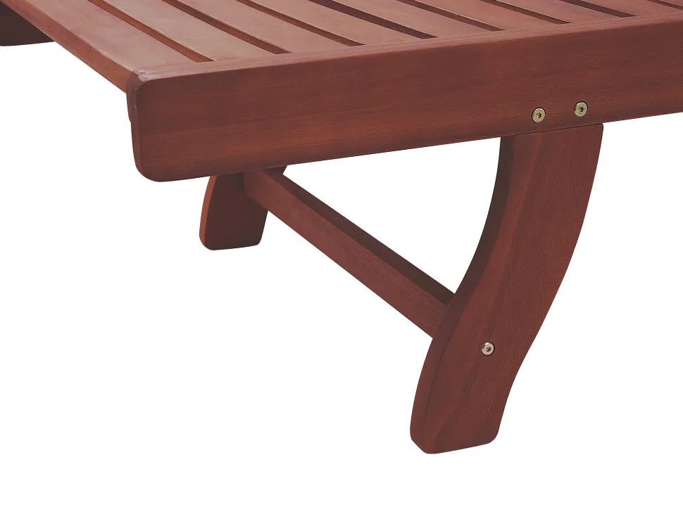 Gartenliege Akazienholz Dunkelbraun Auflage Cremeweis Rollbar Toscana