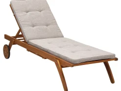 Gartenliege Akazienholz Hellbraun Auflage Beige Rollbar Cesana