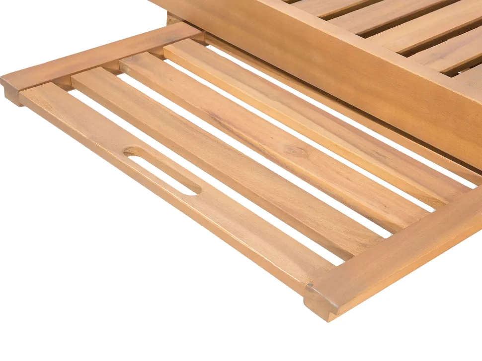 Gartenliege Akazienholz Hellbraun Auflage Beige Rollbar Cesana