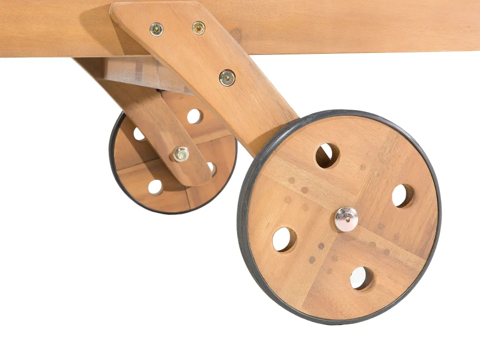 Gartenliege Akazienholz Hellbraun Auflage Beige Rollbar Cesana