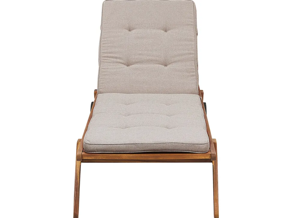 Gartenliege Akazienholz Hellbraun Auflage Beige Rollbar Cesana