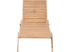 Gartenliege Akazienholz Hellbraun Auflage Beige Rollbar Cesana