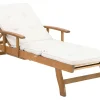 Gartenliege Akazienholz Hellbraun Auflage Cremeweis Rollbar Java