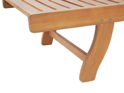 Gartenliege Akazienholz Hellbraun Auflage Cremeweis Rollbar Java