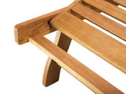 Gartenliege Akazienholz Hellbraun Auflage Cremeweis Rollbar Java