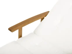 Gartenliege Akazienholz Hellbraun Auflage Cremeweis Rollbar Java