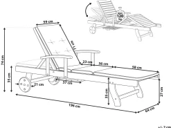 Gartenliege Akazienholz Hellbraun Auflage Cremeweis Rollbar Java