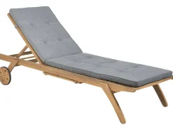 Gartenliege Akazienholz Hellbraun Auflage Grau Rollbar Cesana