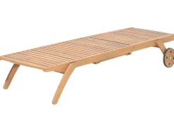 Gartenliege Akazienholz Hellbraun Auflage Grau Rollbar Cesana