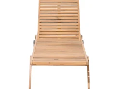 Gartenliege Akazienholz Hellbraun Auflage Grau Rollbar Cesana
