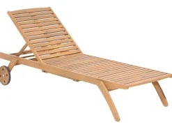 Gartenliege Akazienholz Hellbraun Auflage Grau Rollbar Cesana