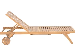 Gartenliege Akazienholz Hellbraun Auflage Grau Rollbar Cesana