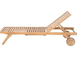 Gartenliege Akazienholz Hellbraun Auflage Grau Rollbar Cesana