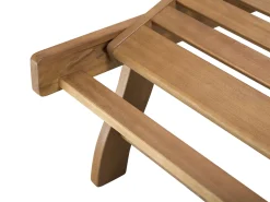Gartenliege Akazienholz Hellbraun Auflage Dunkelblau-Beige Gestreift Rollbar Java
