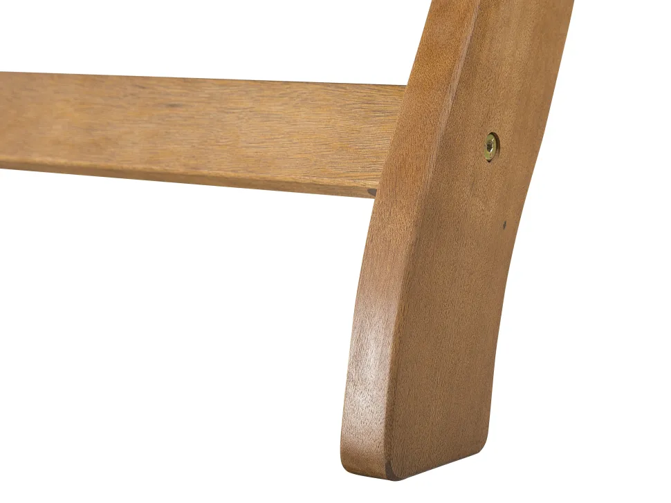 Gartenliege Akazienholz Hellbraun Auflage Dunkelblau-Beige Gestreift Rollbar Java