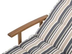 Gartenliege Akazienholz Hellbraun Auflage Dunkelblau-Beige Gestreift Rollbar Java