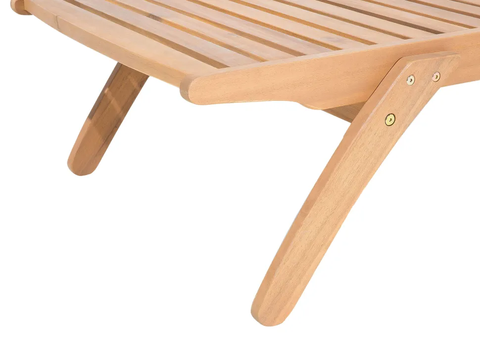 Gartenliege Akazienholz Hellbraun Auflage Marineblau Gestreift Rollbar Cesana