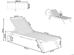 Gartenliege Akazienholz Hellbraun Auflage Marineblau Gestreift Rollbar Cesana
