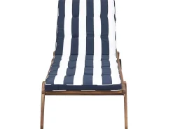 Gartenliege Akazienholz Hellbraun Auflage Marineblau Gestreift Rollbar Cesana