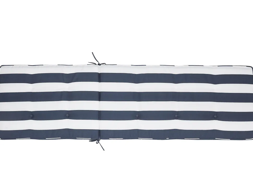 Gartenliege Akazienholz Hellbraun Auflage Marineblau Gestreift Rollbar Cesana