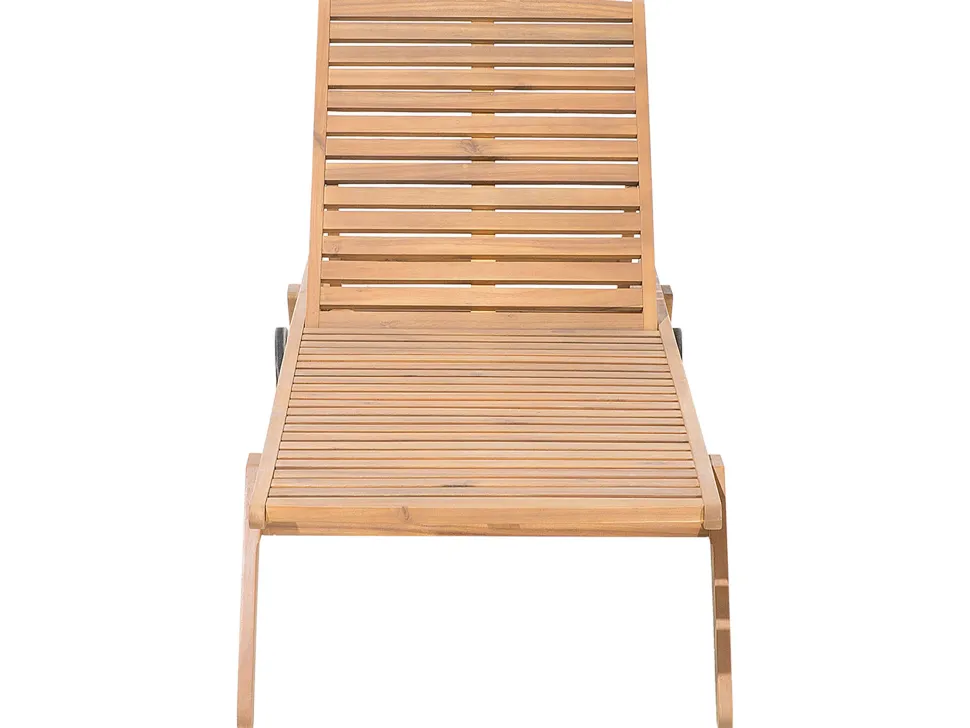 Gartenliege Akazienholz Hellbraun Auflage Marineblau Gestreift Rollbar Cesana