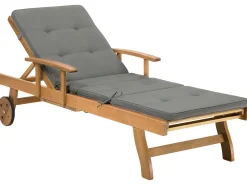 Gartenliege Akazienholz Hellbraun Auflage Graphitgrau Rollbar Java