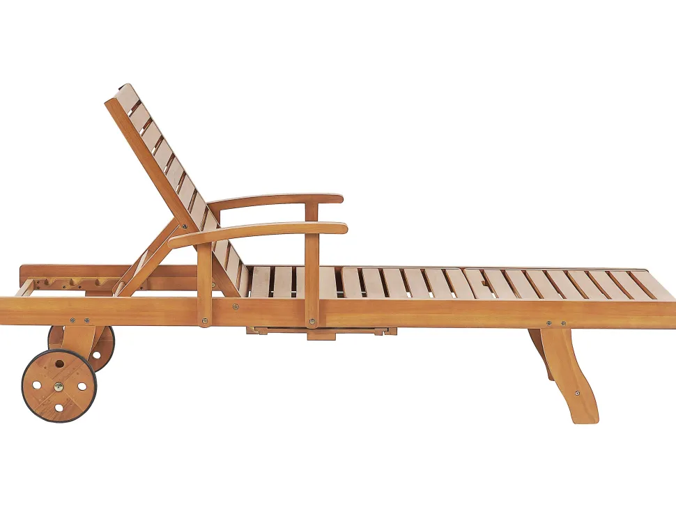Gartenliege Akazienholz Hellbraun Auflage Graphitgrau Rollbar Java