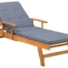 Gartenliege Akazienholz Hellbraun Auflage Blau Rollbar Java